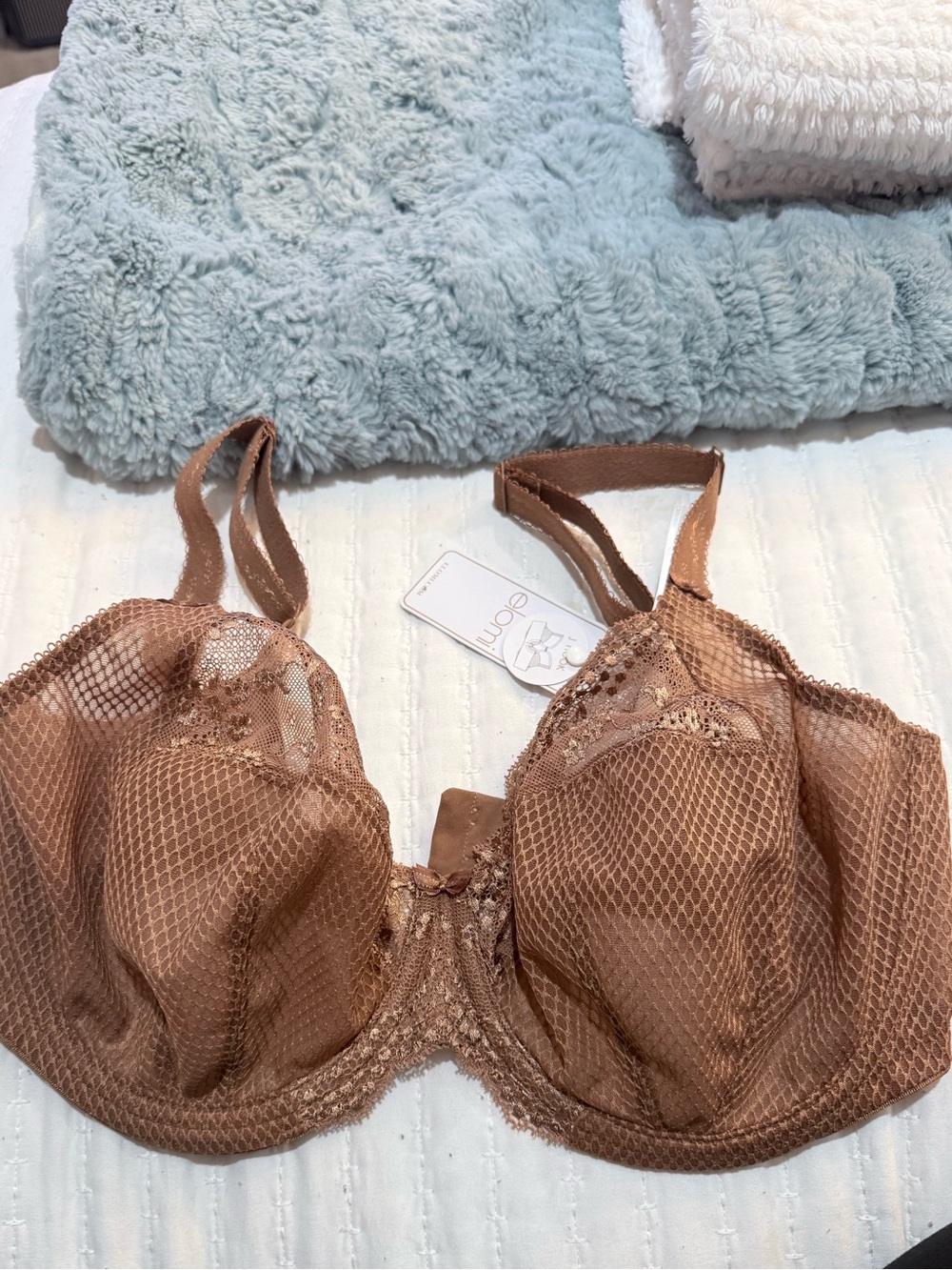 Elomi Charley Cinnamon Lace & Mesh Underwire Bra Size 34I NWT